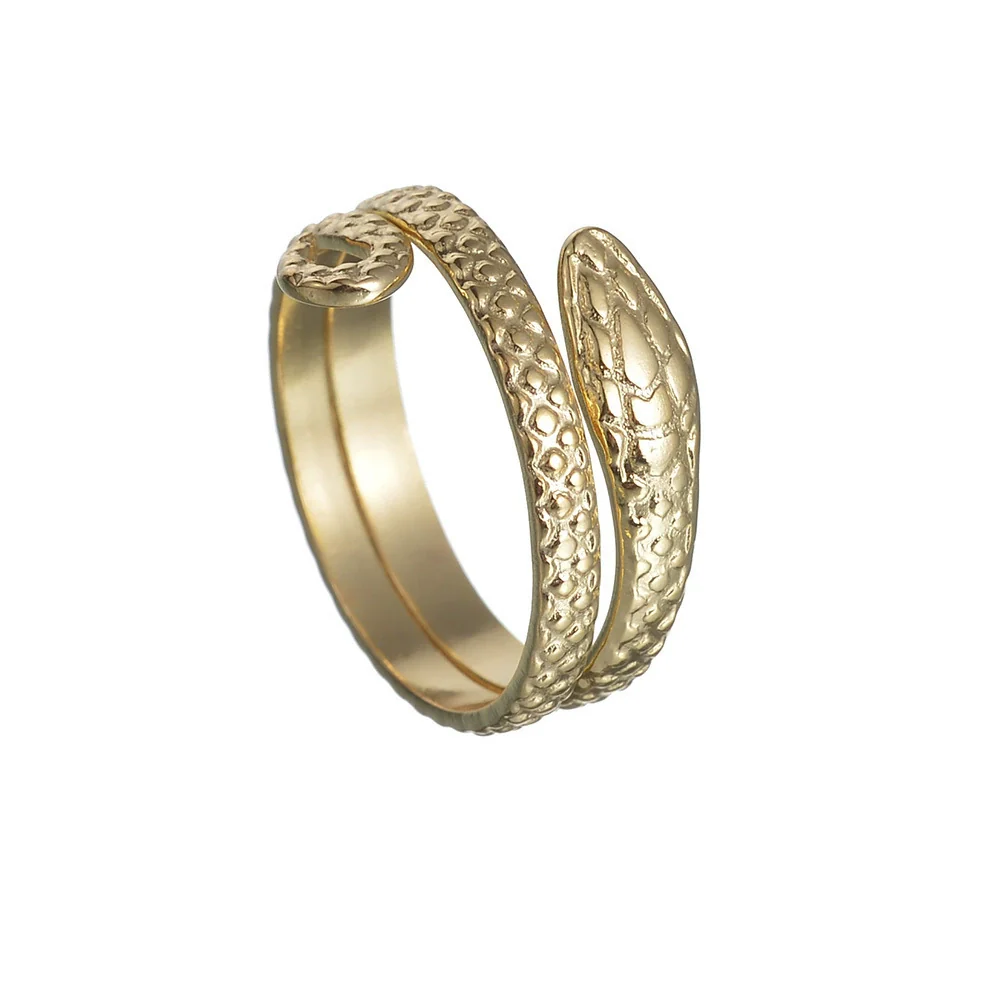 Women's Open Snakeshaped Titanium Steel Ring With Geometric Design And Electroplating - Image 8