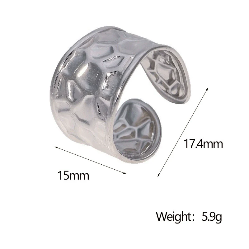 Women's Open Stainless Steel Ring With Water Ripple Light Luxury Style Electroplated - Image 6