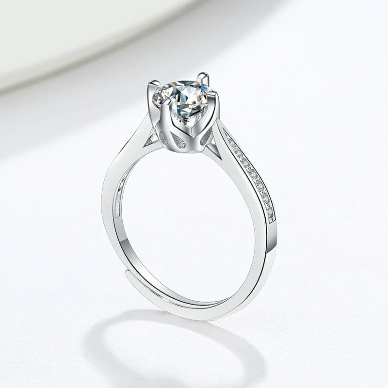 Women's Opening Moissanite Ring S925 Sterling Silver Geometric Electroplated - Image 4
