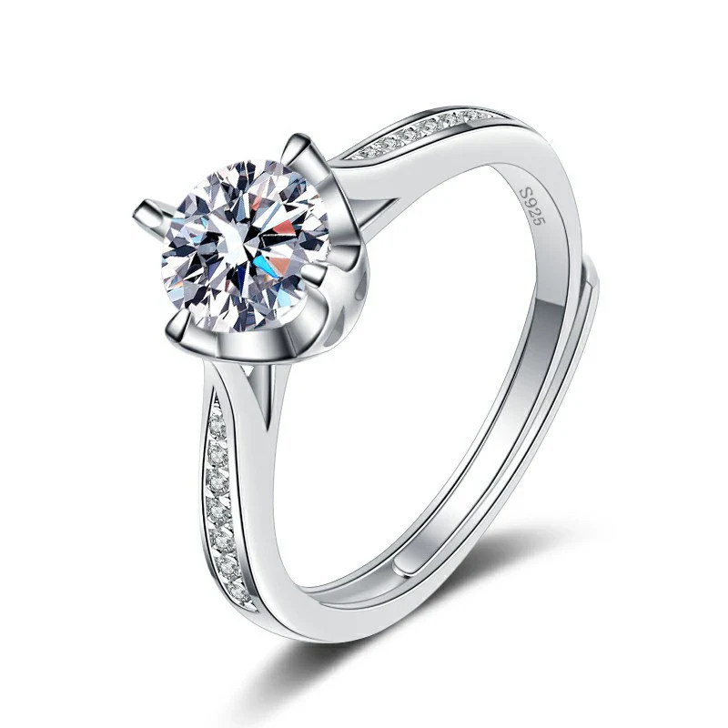 Women's Opening Moissanite Ring S925 Sterling Silver Geometric Electroplated - Image 5