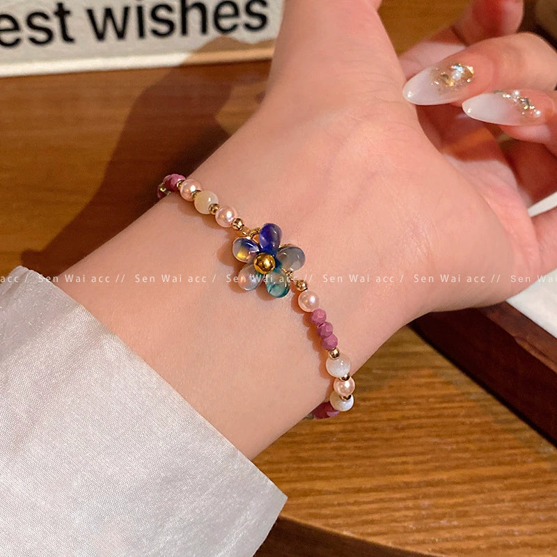 Women's Pearl Geometric Insectinspired Electroplated Hand Jewelry Bracelet - Image 11