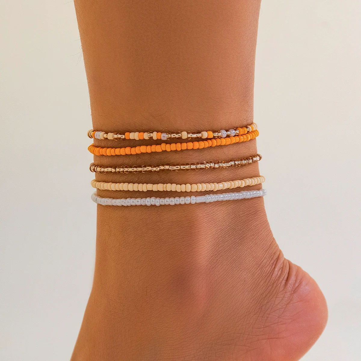 Women's Plastic Resin Geometric Handmade Rice Beads Elastic Beaded Waist Chain Jewelry - Image 11