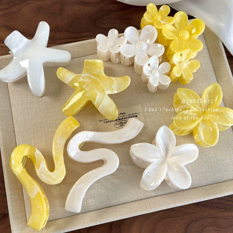 Women's Plastic Resin Starfish Egg Flower Baking Paint Gripper Hair Clip - Image 2