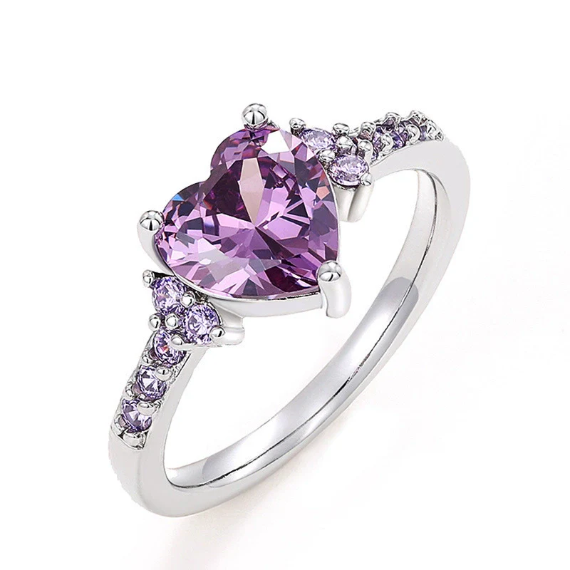 Women's Princess Style Heartshaped Copper Ring Set With Zirconia - Image 3