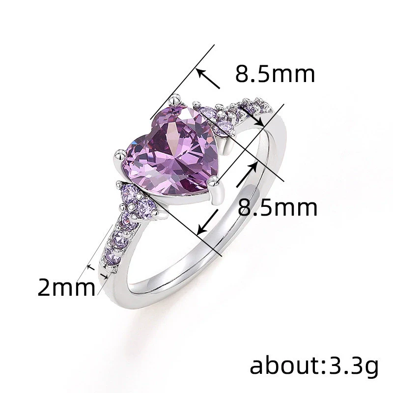 Women's Princess Style Heartshaped Copper Ring Set With Zirconia - Image 5