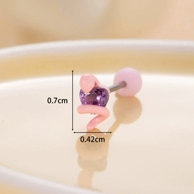 Women's Punk Metal Snake Love Zircon Cartilage Earrings Set With Precious Stones - Image 7