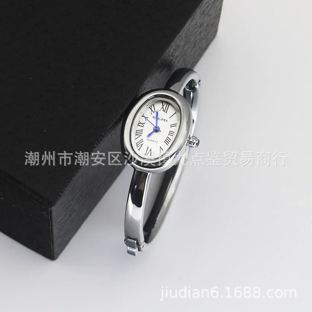 Women's Quartz Bracelet Watch Set With Stainless Steel Strap And Buckle Oval Dial Medieval Style - Image 16