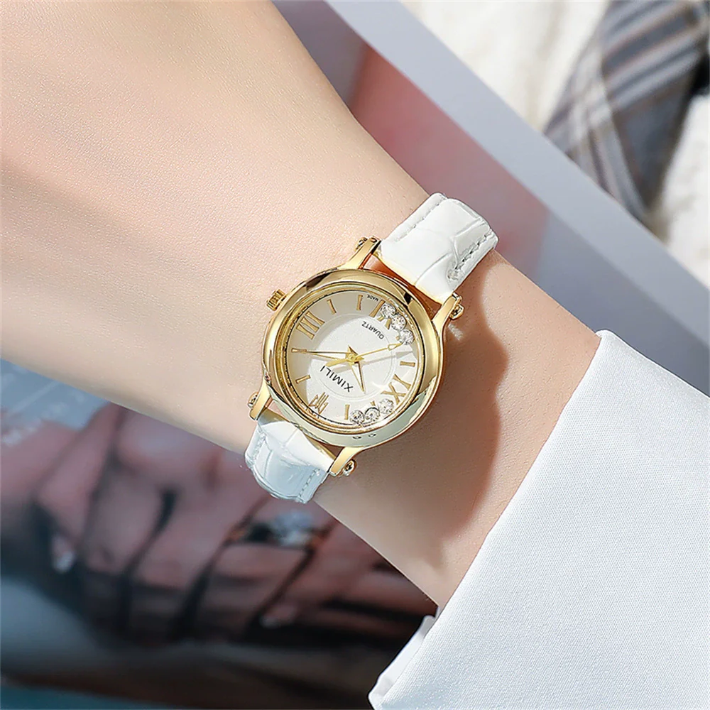 Women's Quartz Watch Alloy Case Imitation Leather Strap Round Dial Leisure Style - Image 2