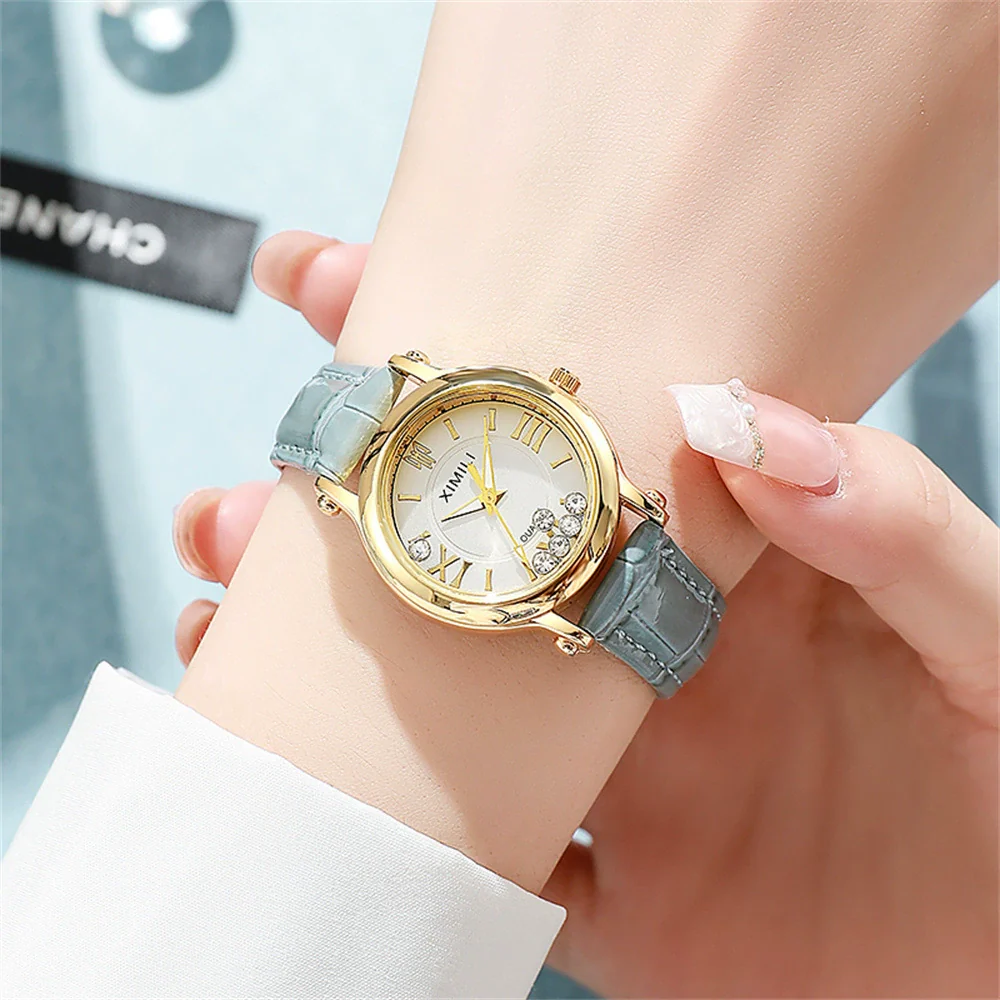 Women's Quartz Watch Alloy Case Imitation Leather Strap Round Dial Leisure Style - Image 3