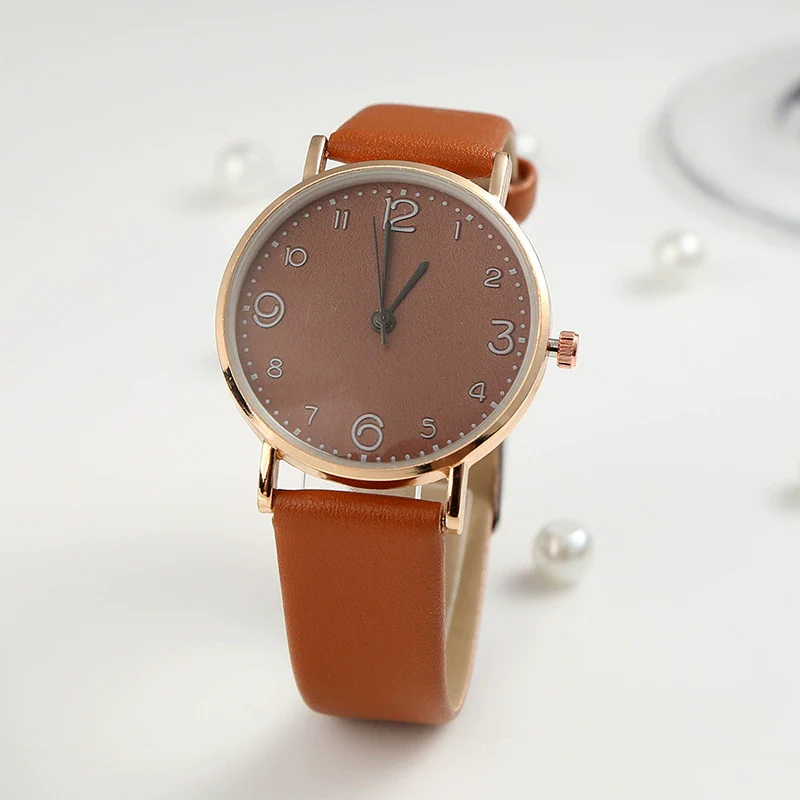 Women's Quartz Watch Alloy Case Imitation Leather Strap Round Dial Leisure Style - Image 8