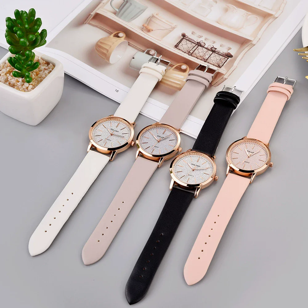 Women's Quartz Watch Alloy Case Imitation Leather Strap Round Dial Matte Notch Ultrathin Simple Casual - Image 3