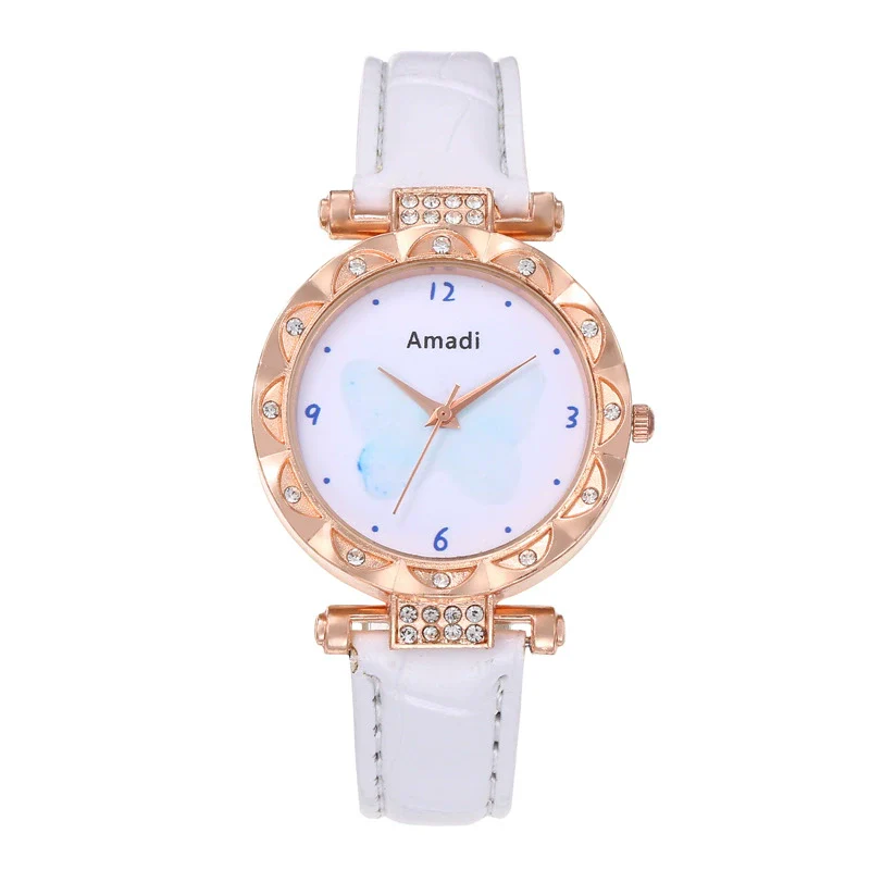 Women's Quartz Watch And Butterfly Bracelet Set With Alloy Case Imitation Leather Strap And Titanium Buckle In Leisure Style - Image 3