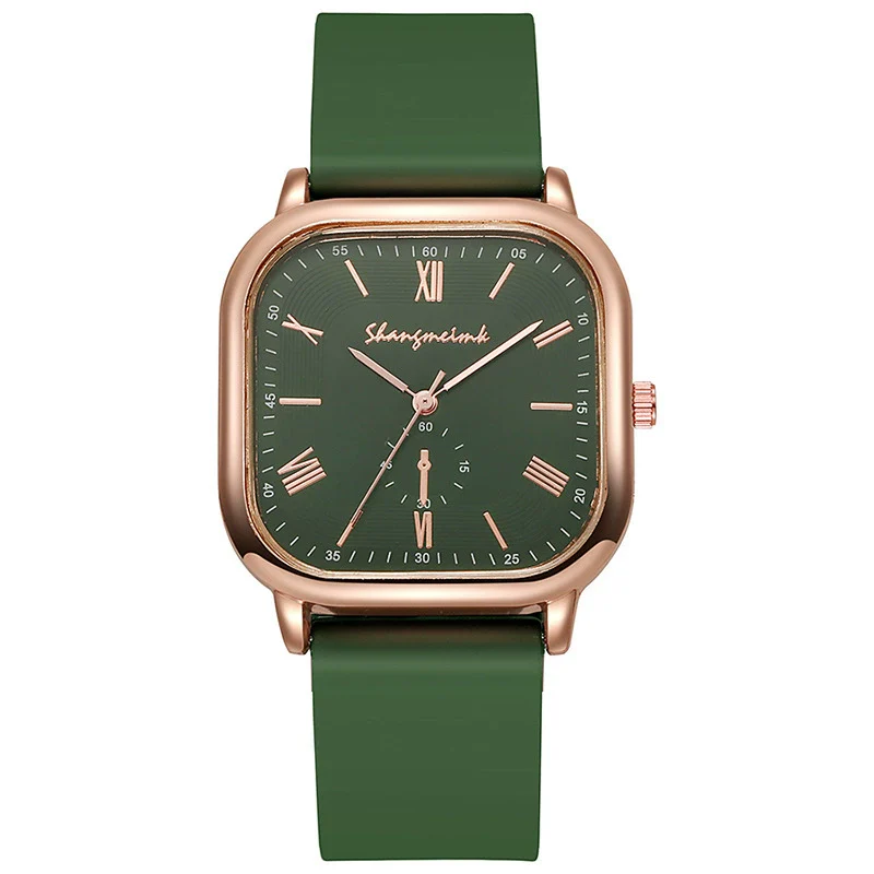 Women's Quartz Watch Midcentury Style Alloy Case Silicone Strap Square Dial - Image 7