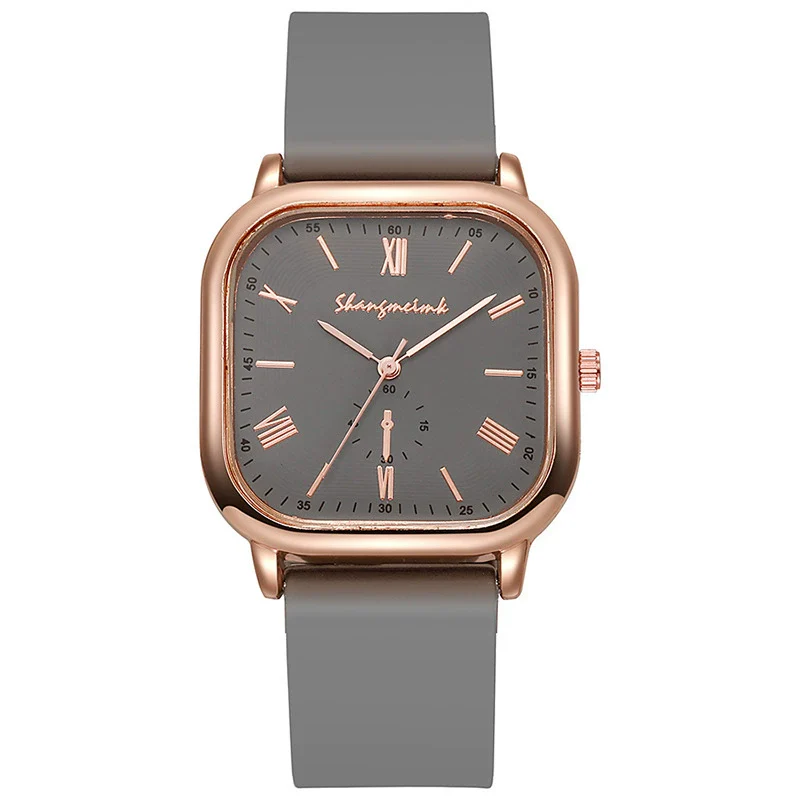 Women's Quartz Watch Midcentury Style Alloy Case Silicone Strap Square Dial - Image 9