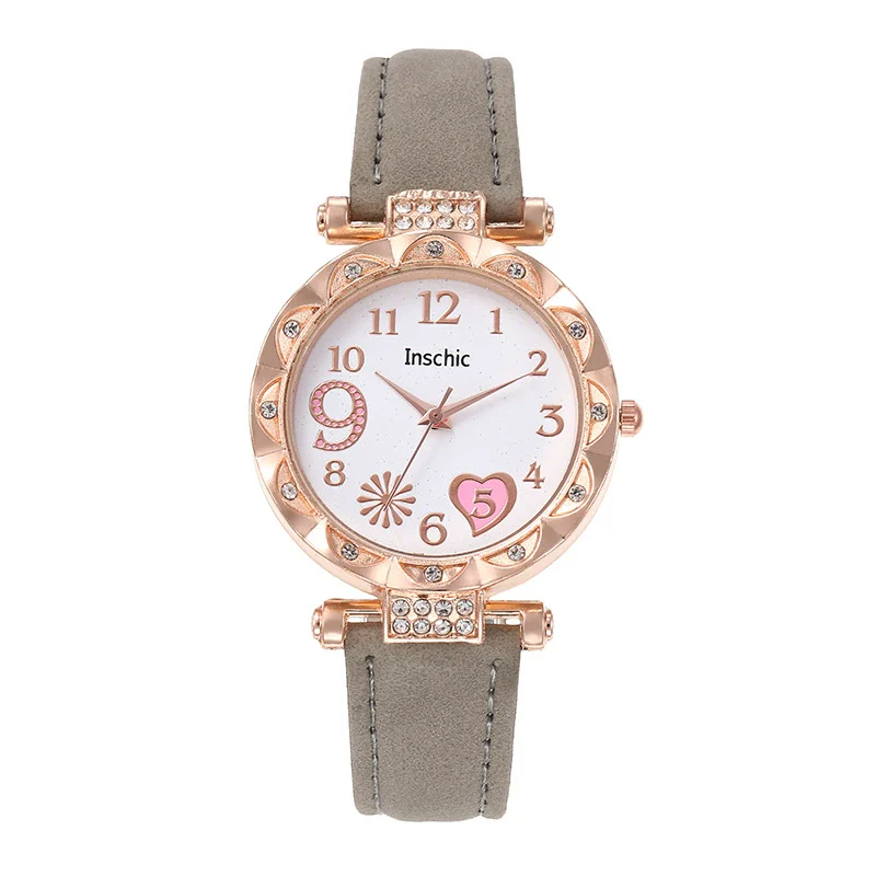 Women's Quartz Watch With Heart Dial And Round Shape Alloy Case Imitation Leather Strap Stainless Steel Buckle Casual Style - Image 2