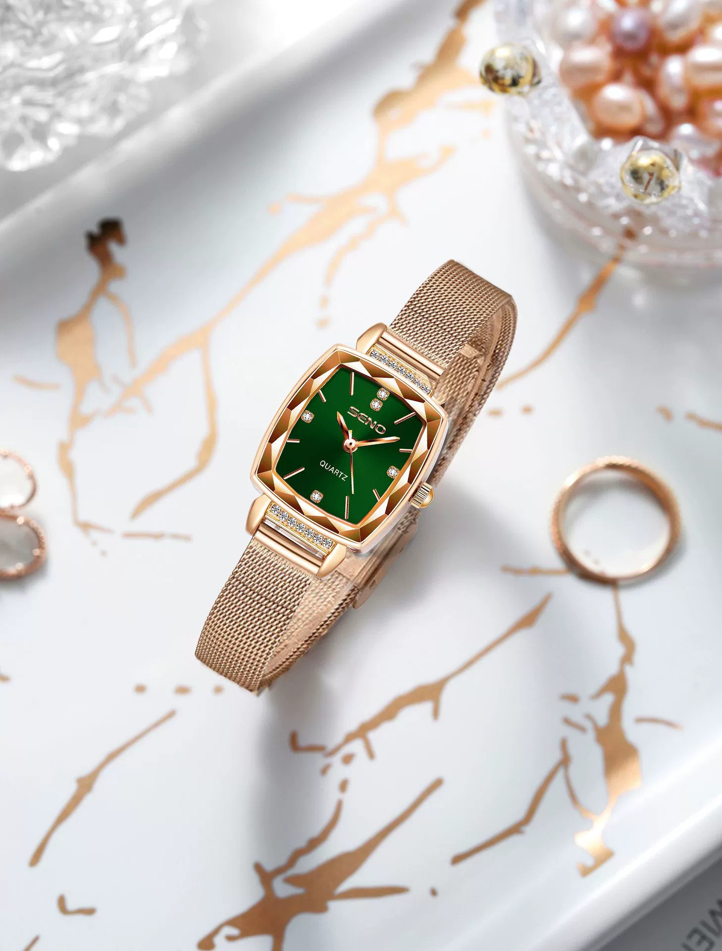 Women's Quartz Waterproof Watch With Solid Stainless Steel Band And Small Square Dial - Image 10