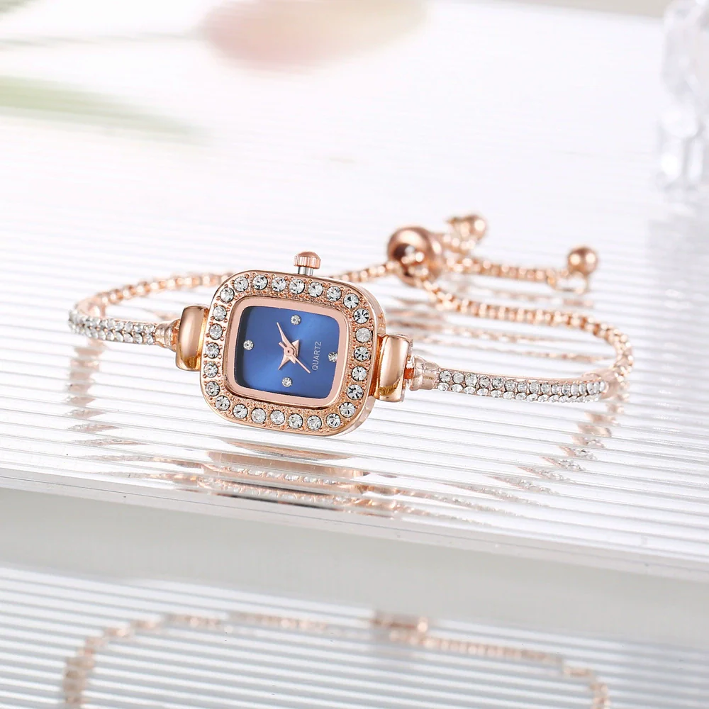 Women's Quartz Wrist Watch Alloy Stainless Steel Rectangle With Adjustable Rhinestones - Image 4