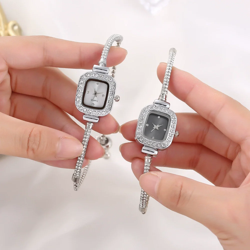 Women's Quartz Wrist Watch Alloy Stainless Steel Rectangle With Adjustable Rhinestones - Image 7