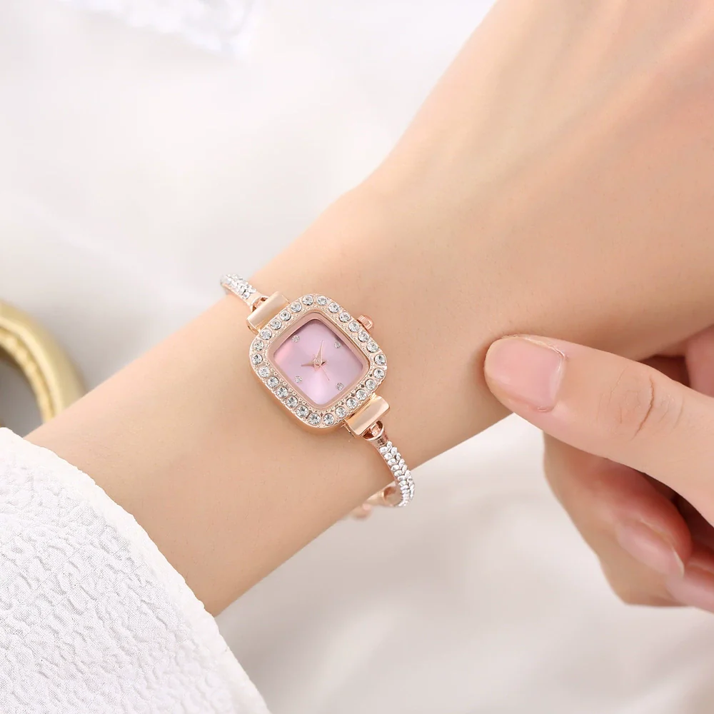 Women's Quartz Wrist Watch Alloy Stainless Steel Rectangle With Adjustable Rhinestones - Image 9