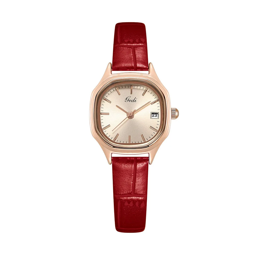 Women's Retro Fashion Alloy Case Pu Strap Square Dial Rose Gold Clasp Watch - Image 10