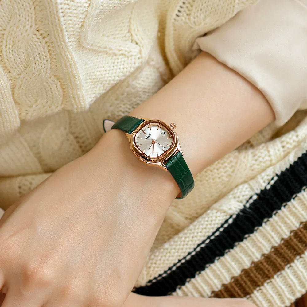 Women's Retro Fashion Alloy Case Pu Strap Square Dial Rose Gold Clasp Watch - Image 3