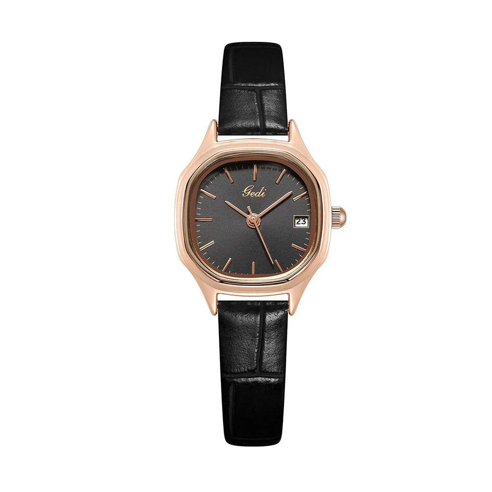 Women's Retro Fashion Alloy Case Pu Strap Square Dial Rose Gold Clasp Watch - Image 7