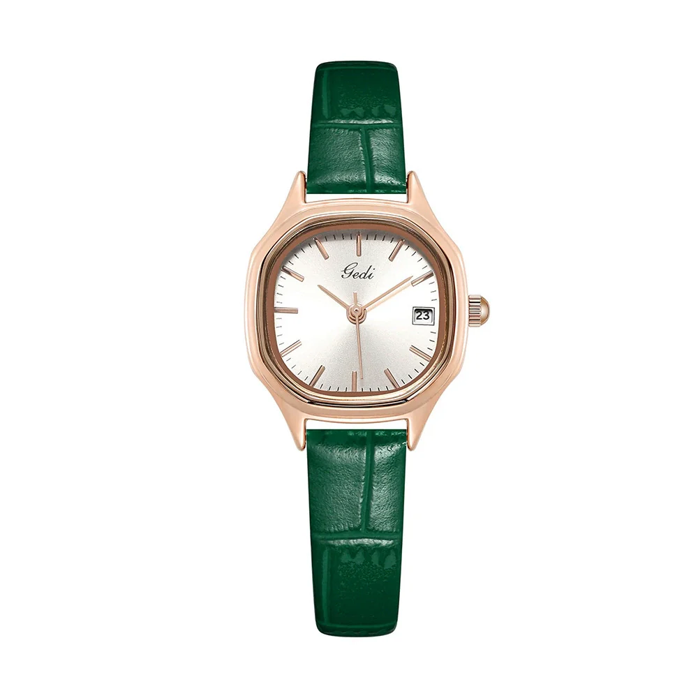 Women's Retro Fashion Alloy Case Pu Strap Square Dial Rose Gold Clasp Watch - Image 8