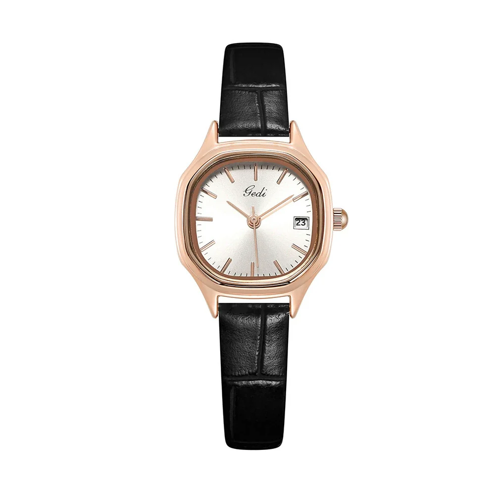 Women's Retro Fashion Alloy Case Pu Strap Square Dial Rose Gold Clasp Watch - Image 9