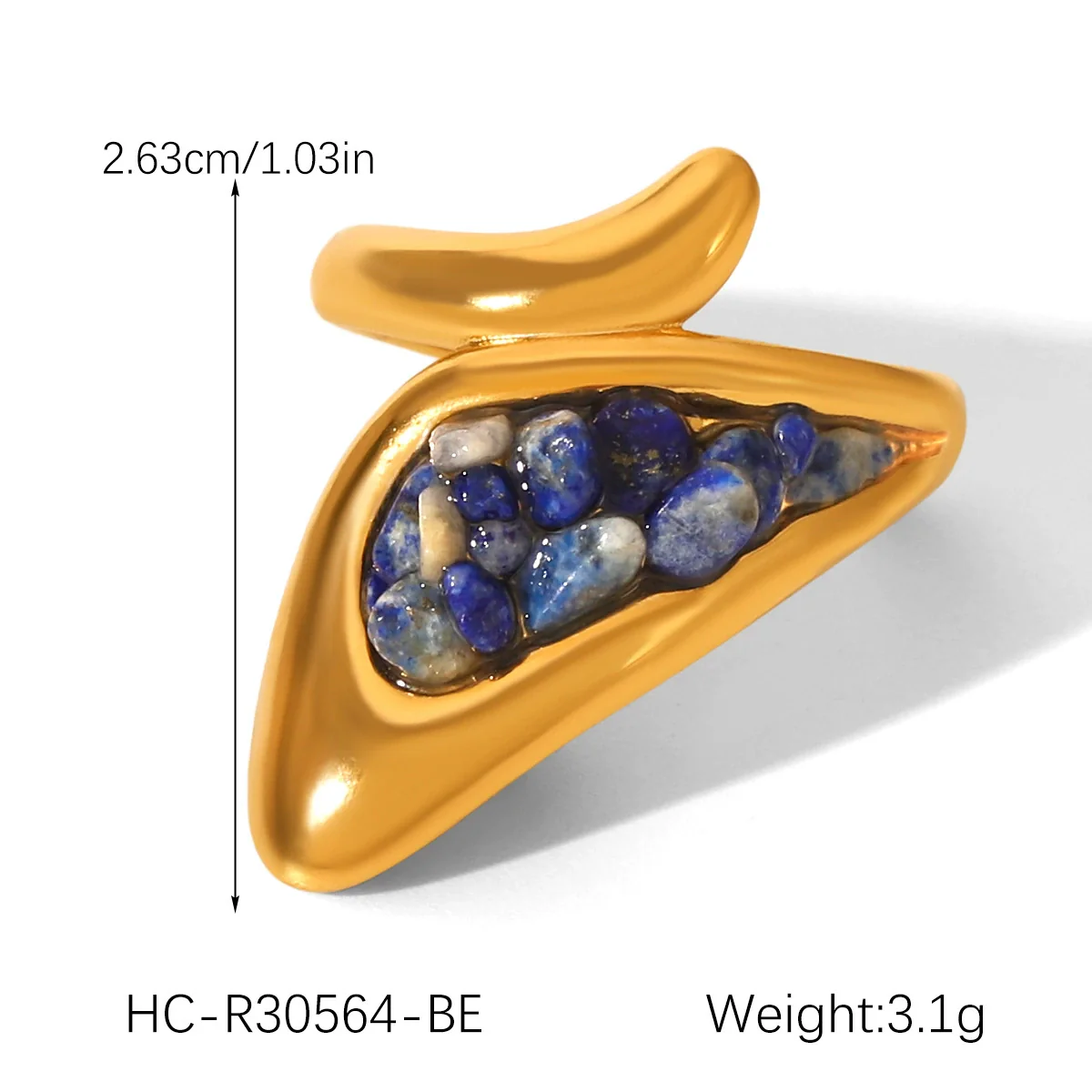Women's Retro Natural Stone Geometric Stainless Steel Open Ring Set With Gemstones - Image 12