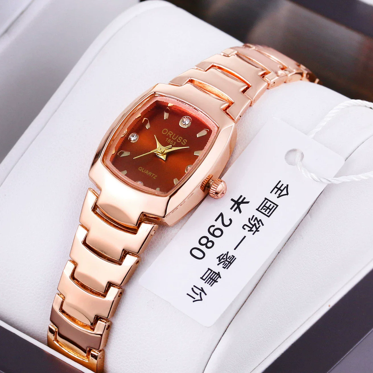 Women's Retro Square Dial Alloy Watch With Stainless Steel Clasp And Mineral Strengthened Glass Mirror