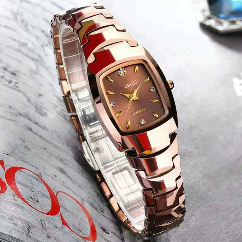 Women's Retro Square Dial Alloy Watch With Stainless Steel Clasp And Mineral Strengthened Glass Mirror - Image 6