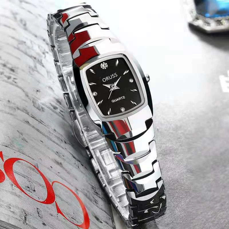 Women's Retro Square Dial Alloy Watch With Stainless Steel Clasp And Mineral Strengthened Glass Mirror - Image 7
