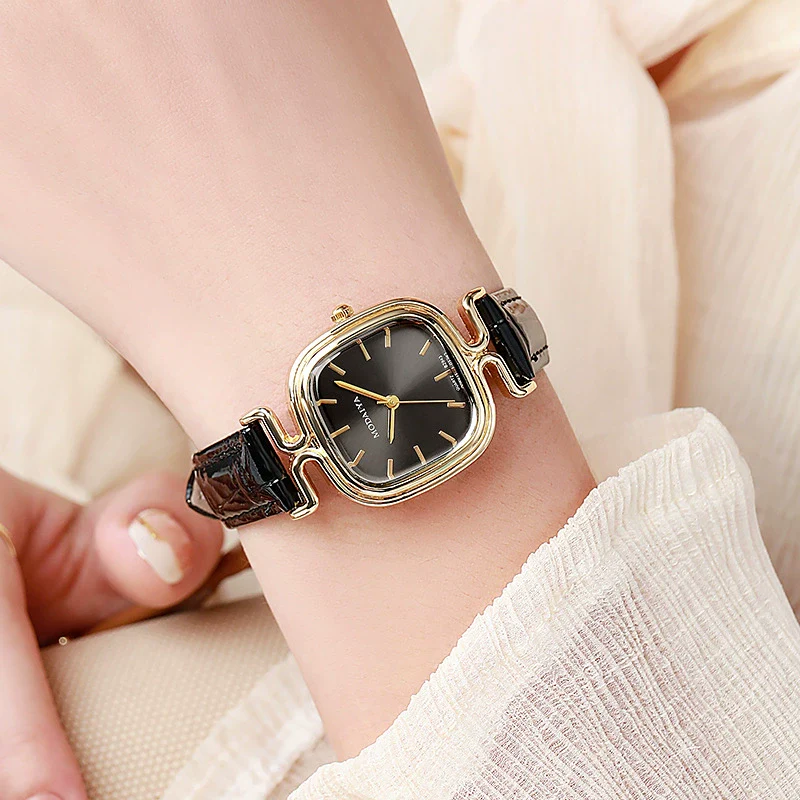 Women's Retro Square Dial Luxury Watch Alloy Case Imitation Leather Strap Stainless Steel Clasp - Image 10