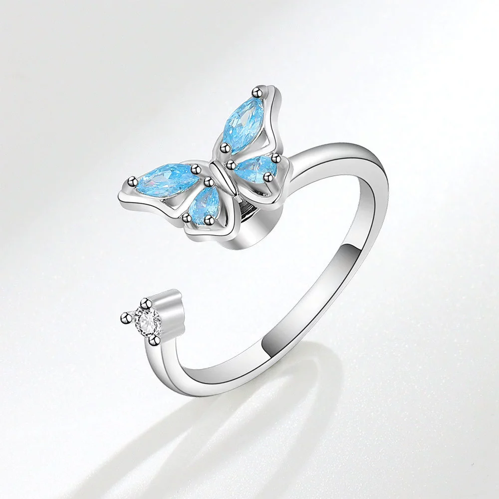 Women's Rotatable Butterfly Copper Ring - Image 3