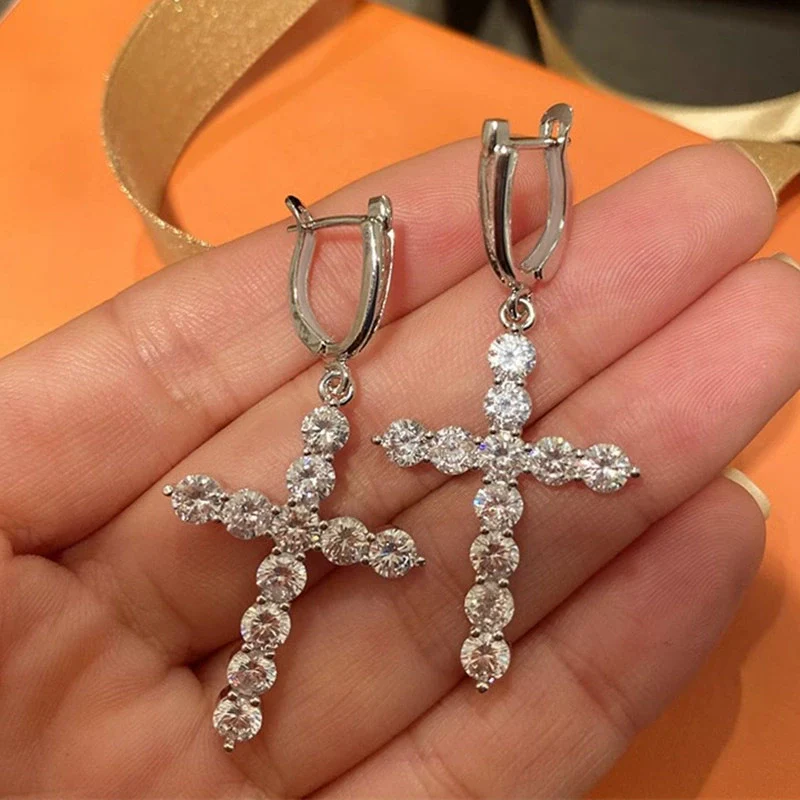 Women's Round Zircon Geometric Style Copper Earrings