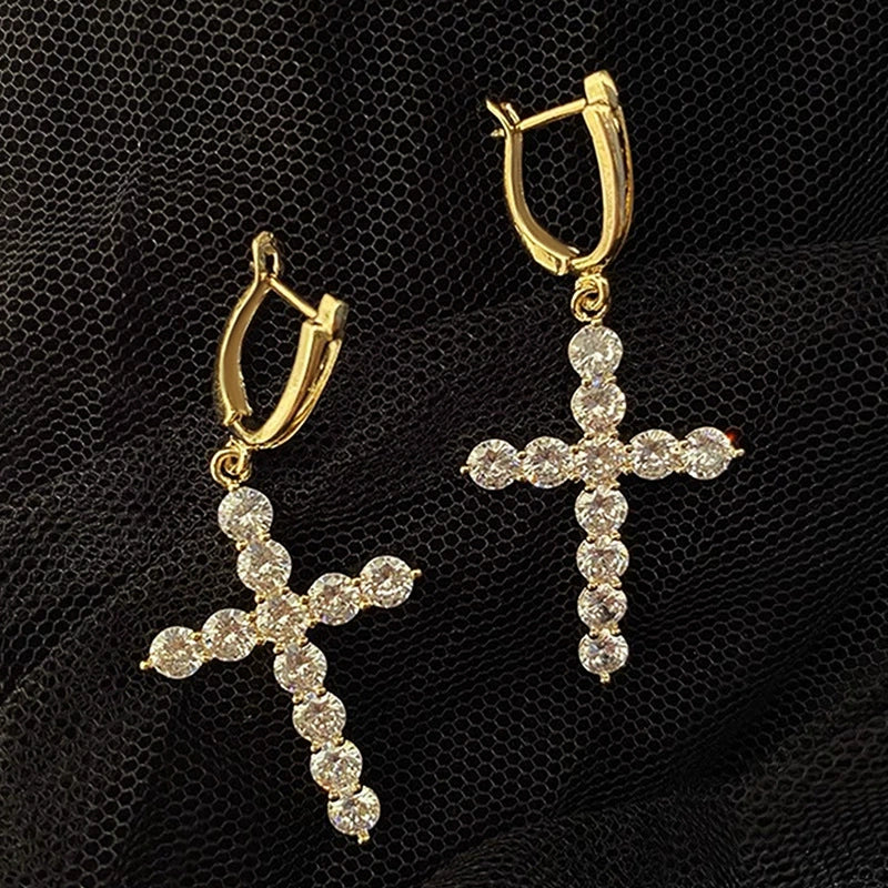 Women's Round Zircon Geometric Style Copper Earrings - Image 7