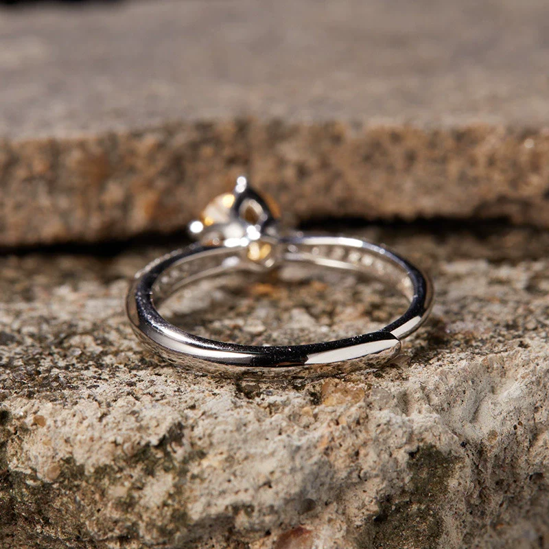 Women's S225 Sterling Silver Natural Citrine Geometric Open Ring With Gems - Image 4