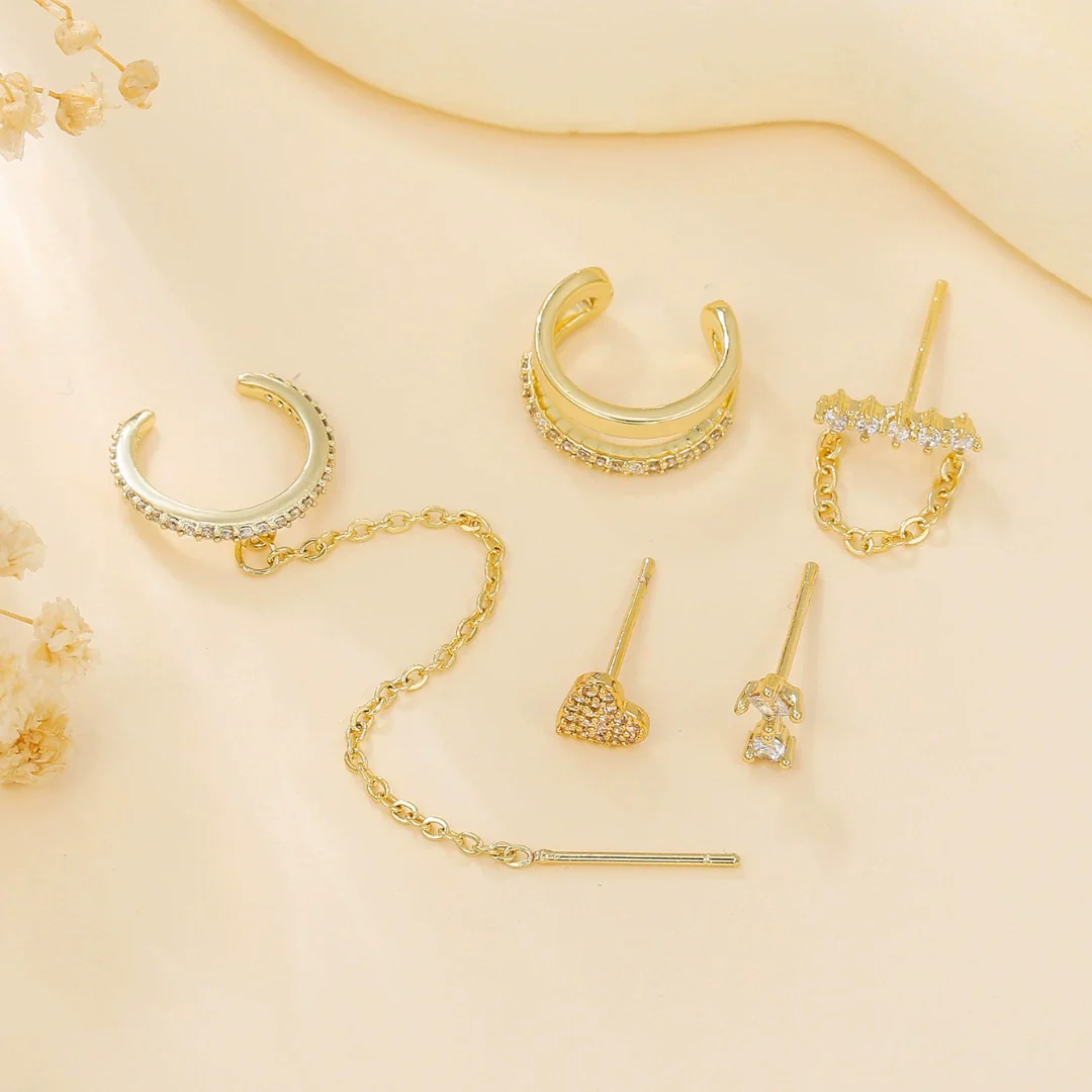 Women's S925 Silver Copper Plated Real Gold Geometric Circle Ear Buckle Earrings With Zirconia - Image 2