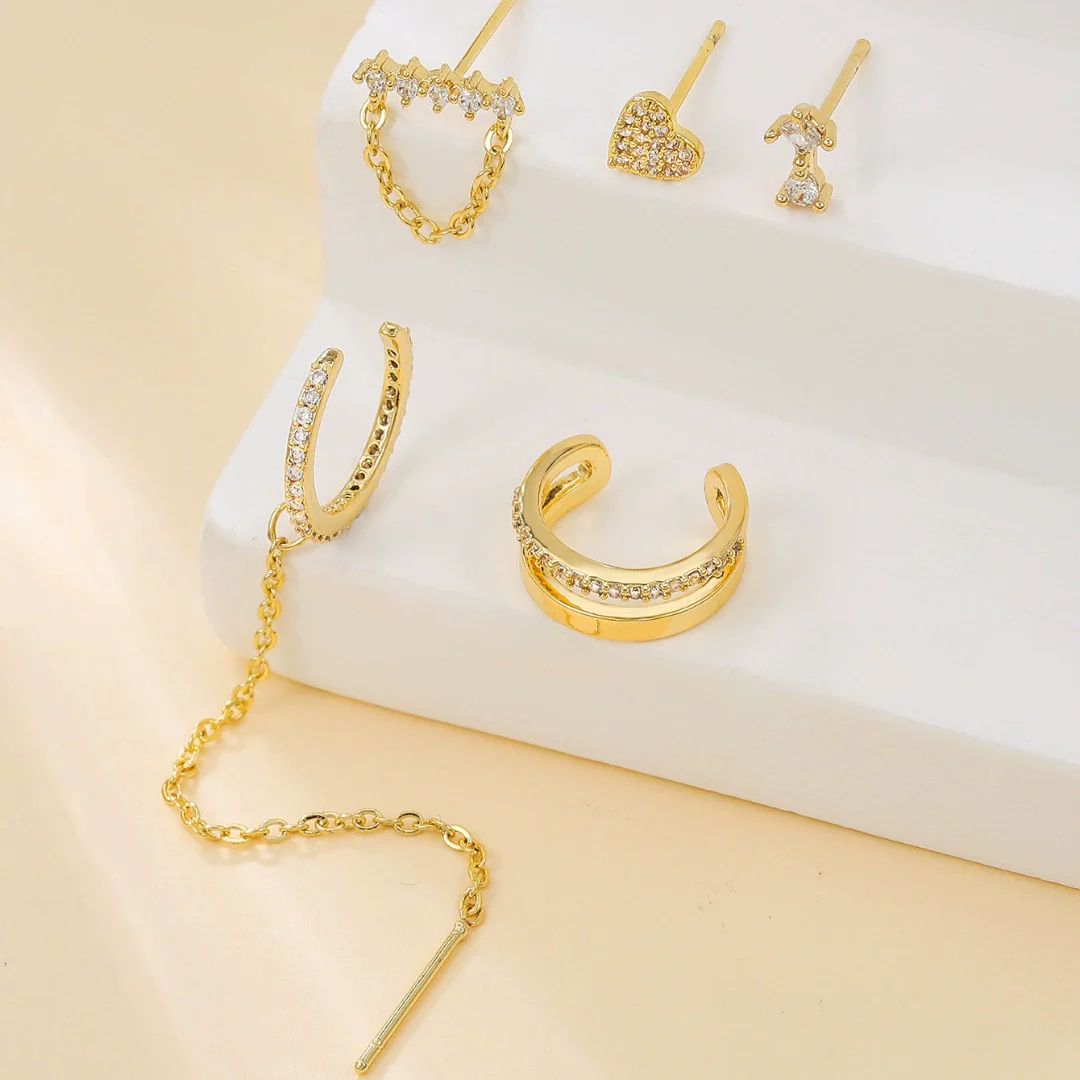 Women's S925 Silver Copper Plated Real Gold Geometric Circle Ear Buckle Earrings With Zirconia - Image 3