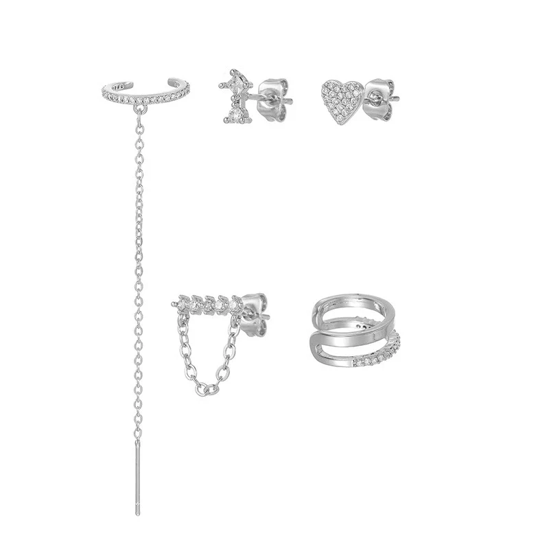 Women's S925 Silver Copper Plated Real Gold Geometric Circle Ear Buckle Earrings With Zirconia - Image 6