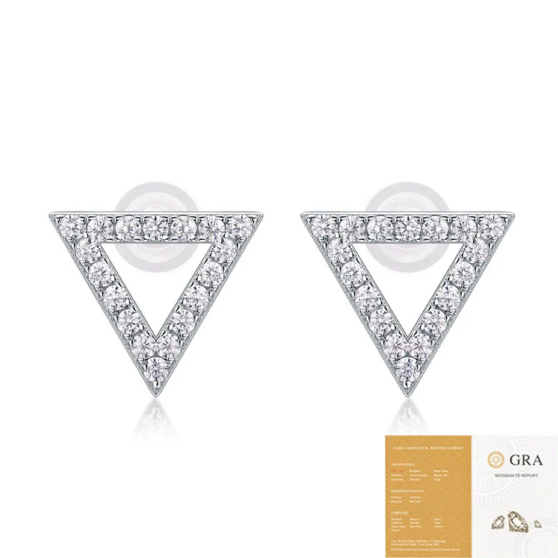 Women's S925 Silver Geometric Moissanite Inlay Earrings - Image 5