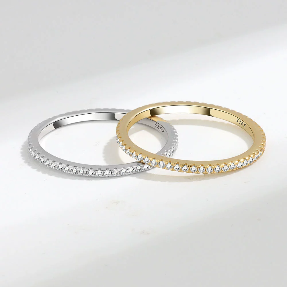Women's S925 Silver Geometric Single Row Diamond Tail Ring With Electroplating - Image 4