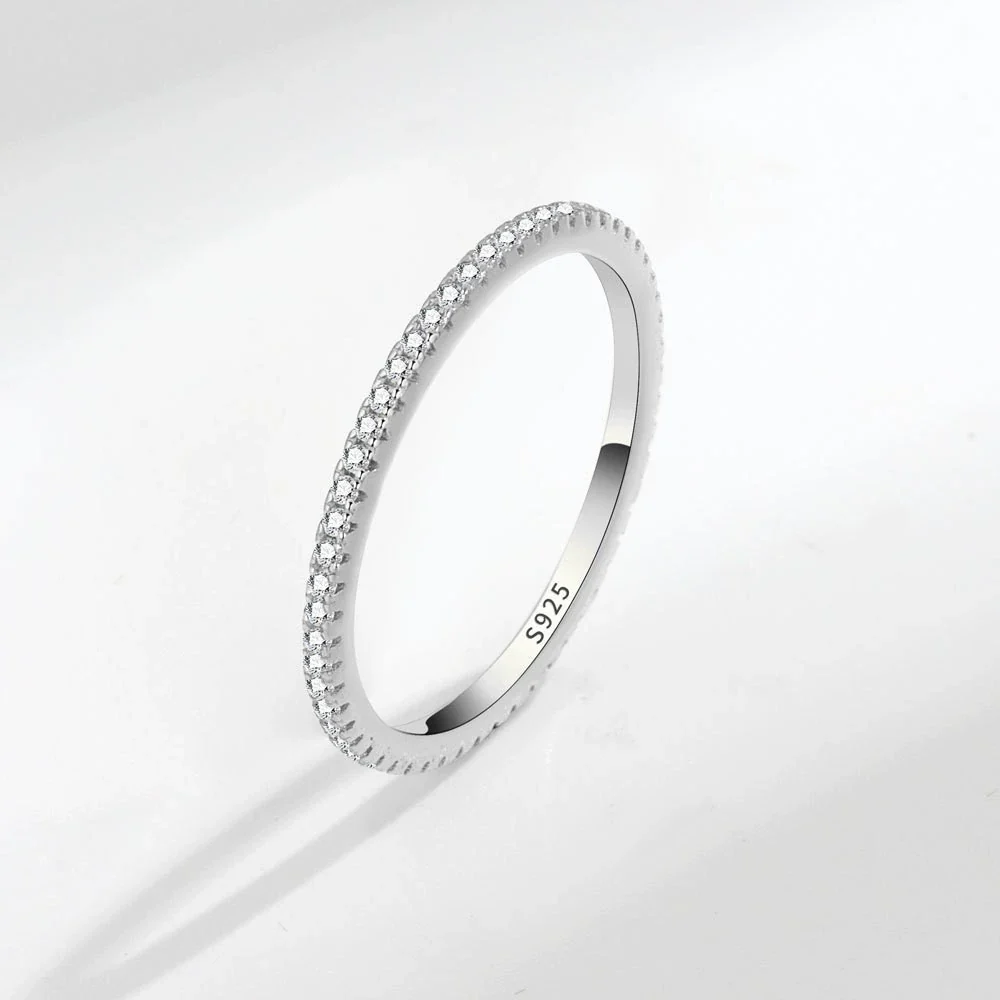 Women's S925 Silver Geometric Single Row Diamond Tail Ring With Electroplating - Image 8
