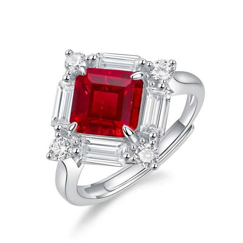 Women's S925 Silver Geometric Yellow Square Luxury Ring With High Carbon Diamond Simulation And Electroplating - Image 7
