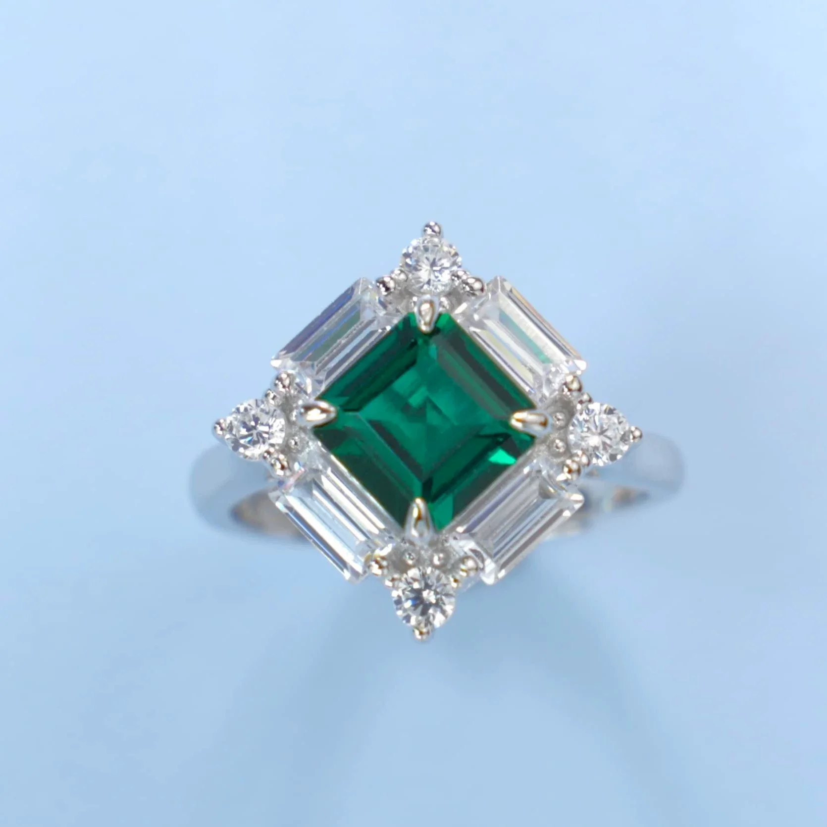 Women's S925 Silver Geometric Yellow Square Luxury Ring With High Carbon Diamond Simulation And Electroplating - Image 8