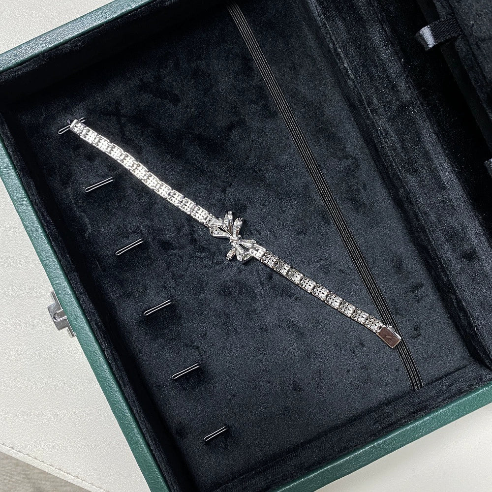 Women's S925 Sterling Silver Bow Bracelet With Diamond Inlaid And Electroplating - Image 3