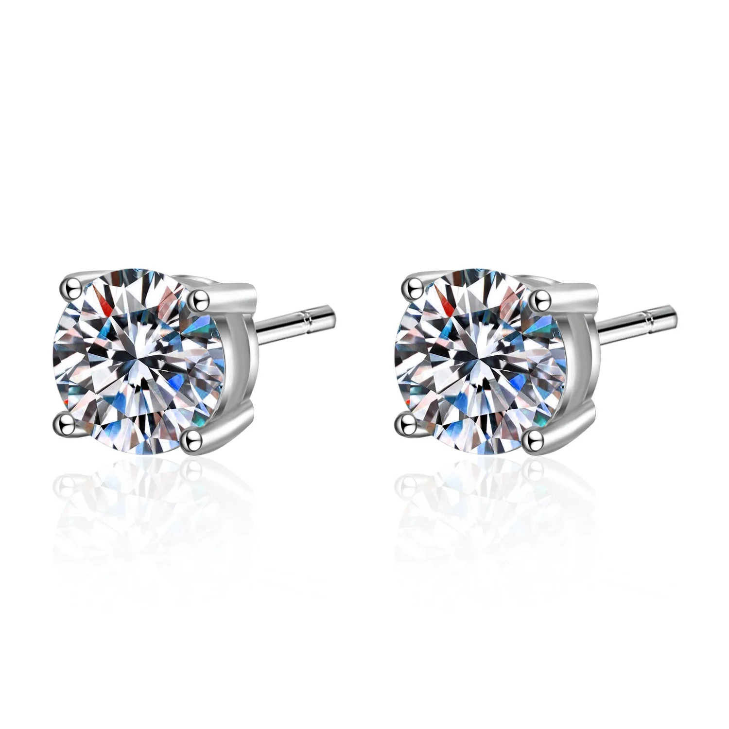 Women's S925 Sterling Silver Fourclaw Electroplated Geometric Moissanite Earrings - Image 5