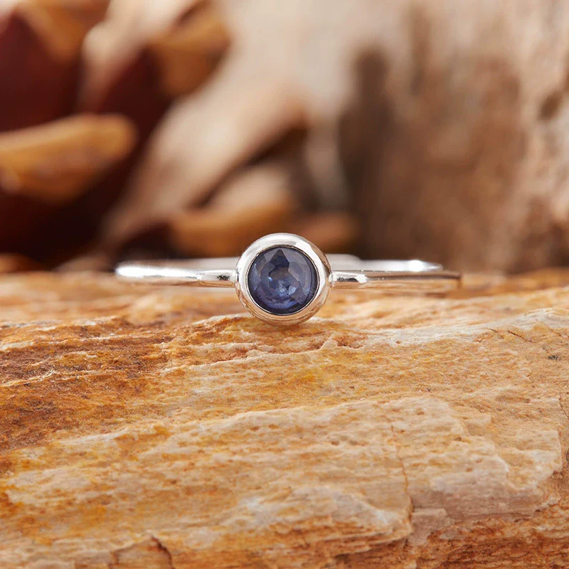 Women's S925 Sterling Silver Geometric Gemstone Ring Set With Natural Sapphire Ruby Garnet - Image 3
