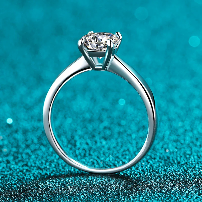 Women's S925 Sterling Silver Moissanite Ring Ushaped Natural Style Electroplated - Image 3
