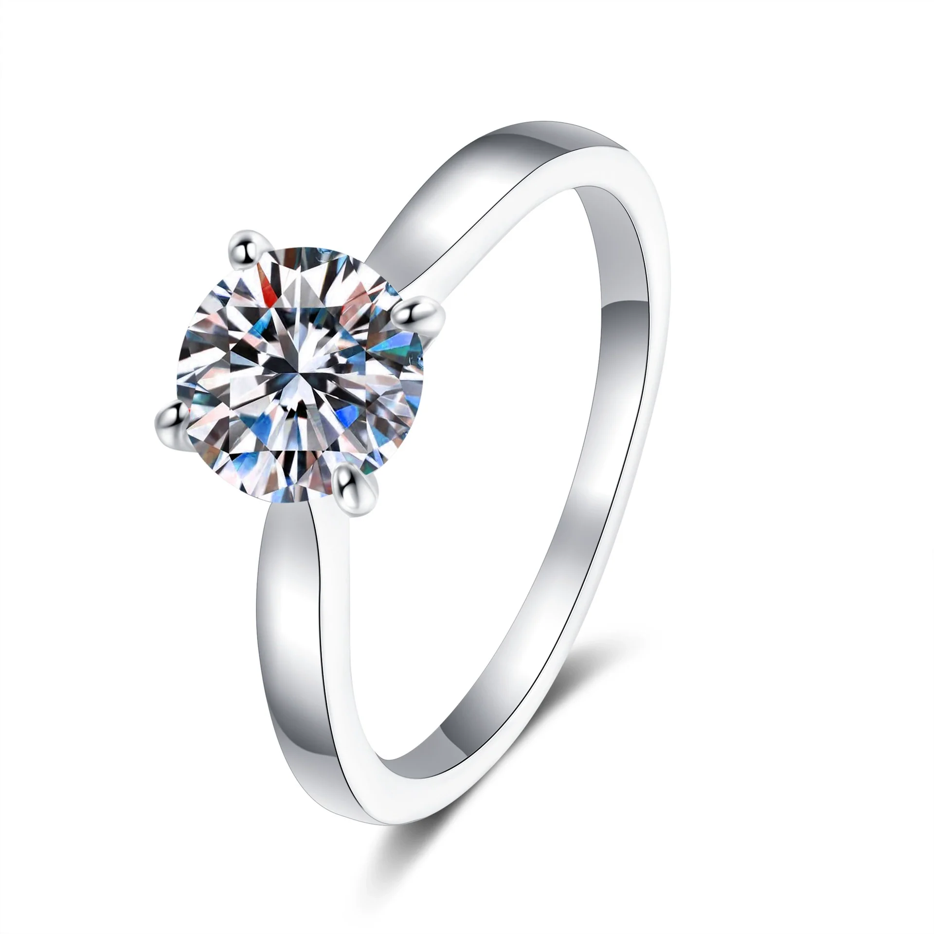 Women's S925 Sterling Silver Moissanite Ring Ushaped Natural Style Electroplated - Image 5